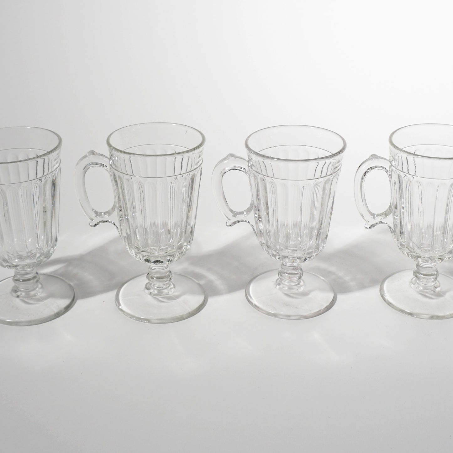 Vintage Clear Irish Coffee Mugs, 1960s Mid-century