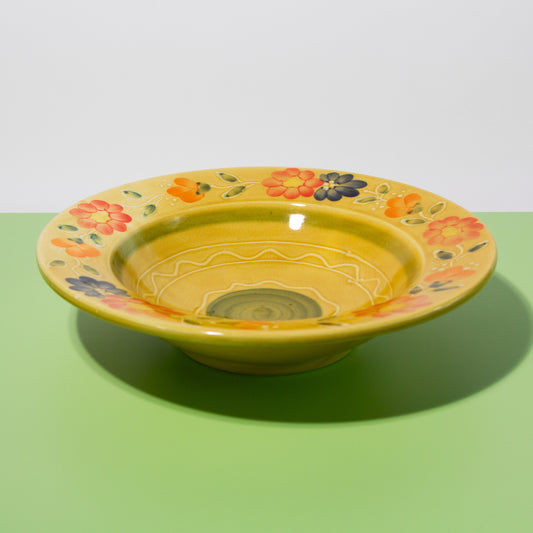Vintage Hand-painted Large Yellow Bowl, 1990s