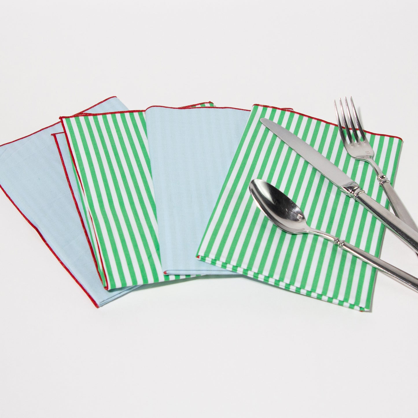 The Green Striped & Baby Blue Napkins