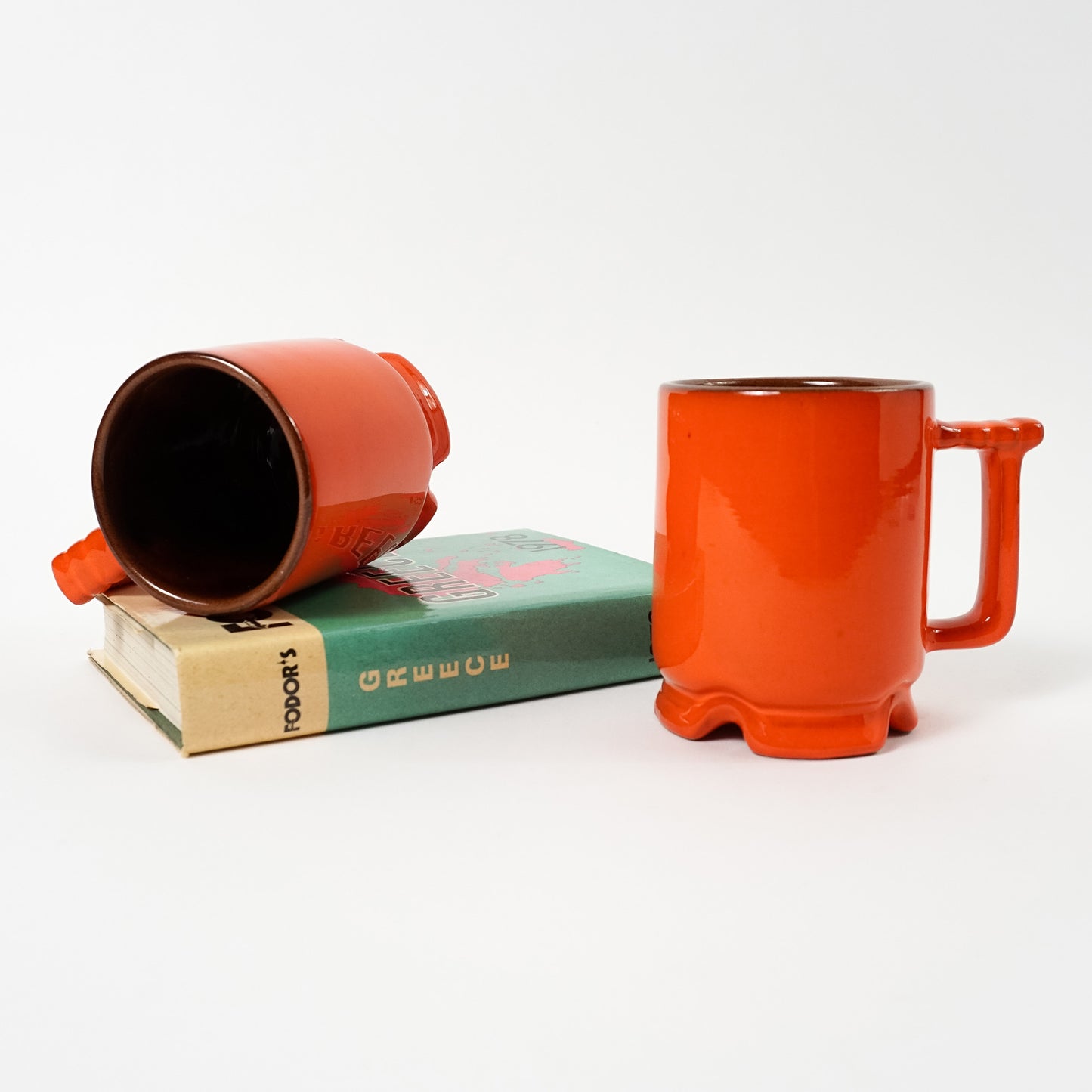 Vintage "Flame" Frankoma Footed Mugs, 1960s