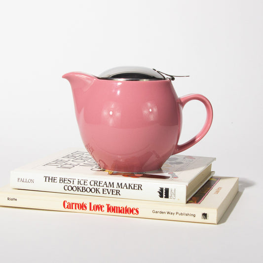 Small Pink Porcelain Teapot with Loose-leaf Tea Infuser