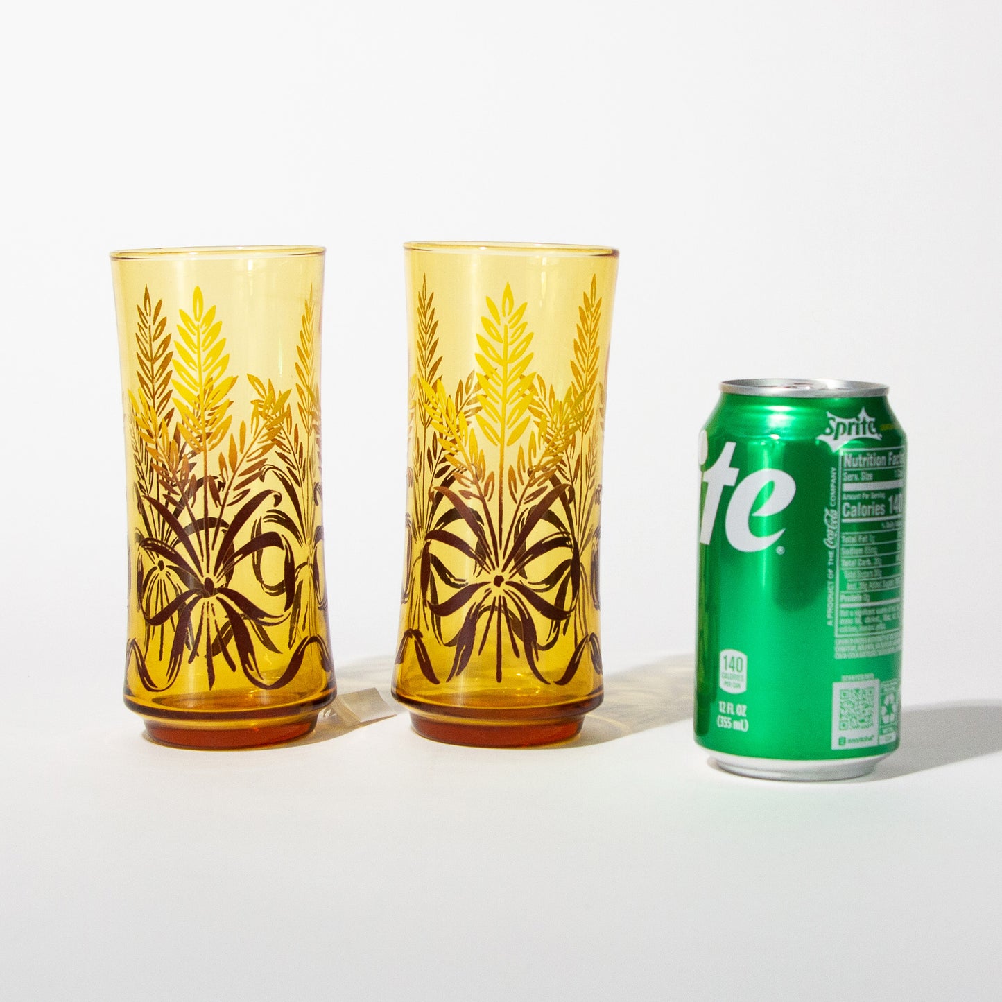 Vintage Amber Wheat Tumblers, 1970s