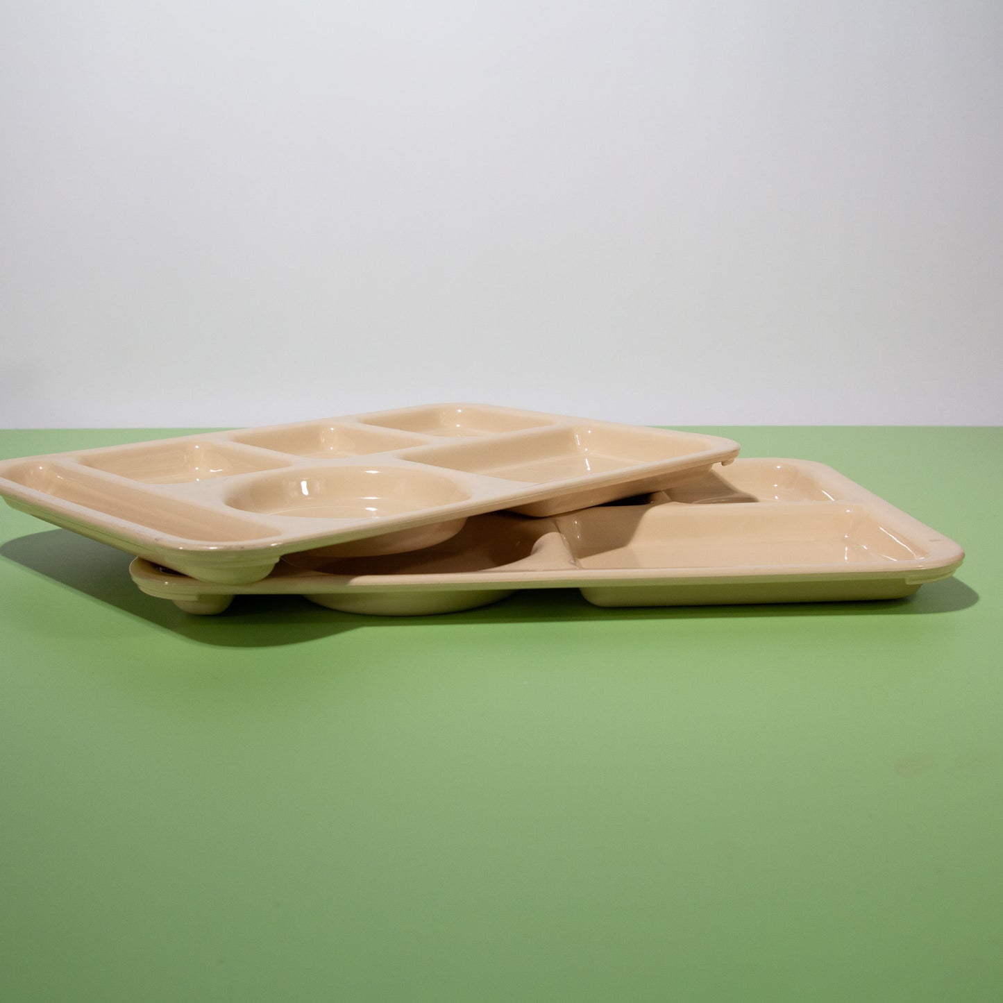 Vintage Beige Melamine Lunch Trays, 1970s