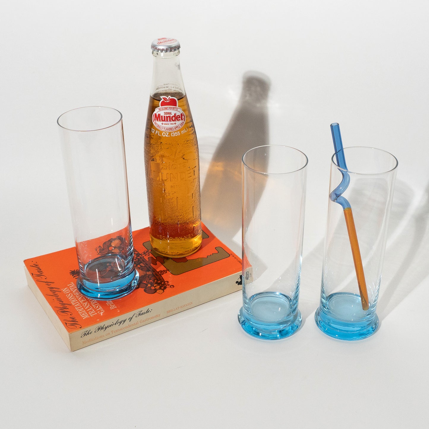 Vintage Blue Glass Highballs, 1970s