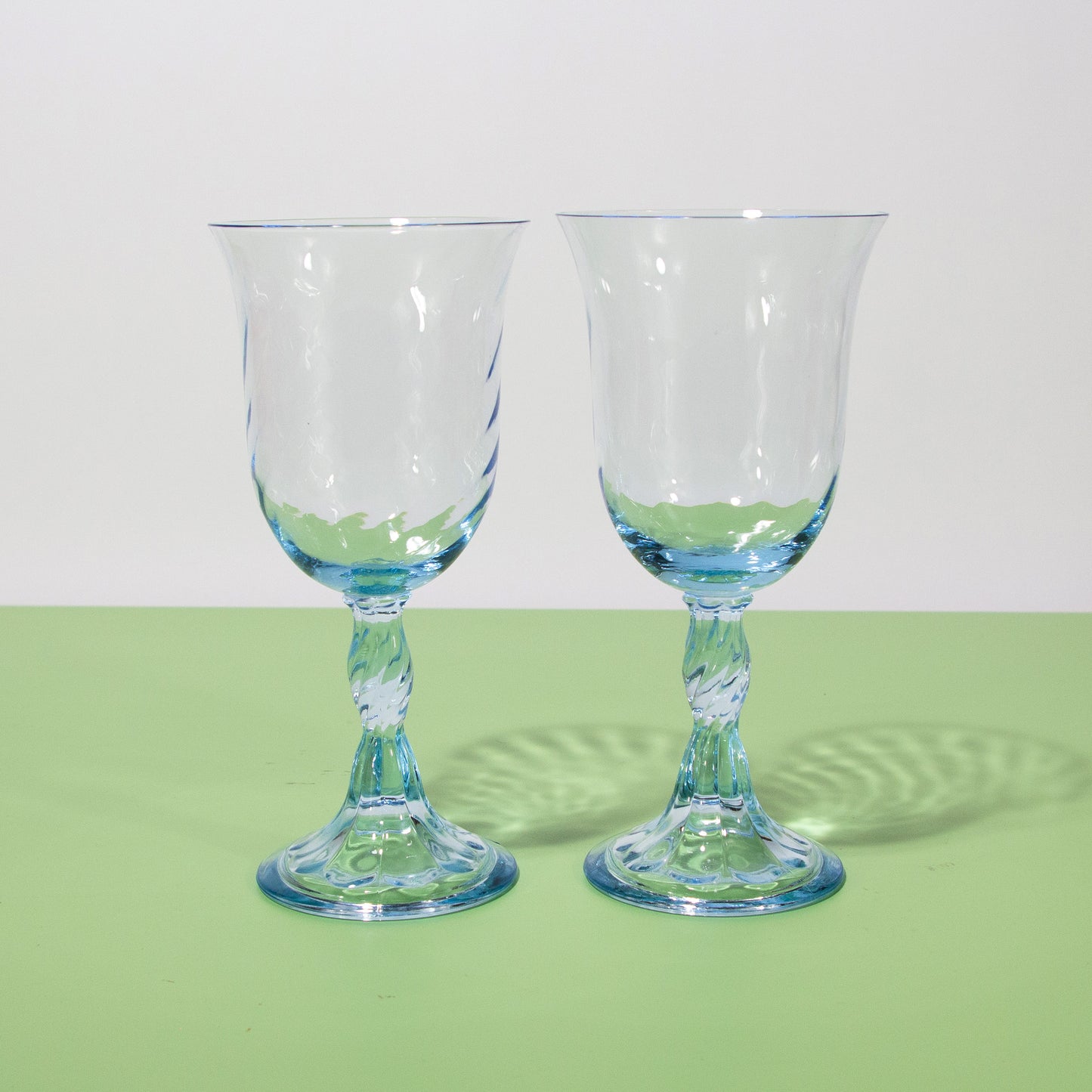 Vintage Blue Glass Wine Glasses, 1990s