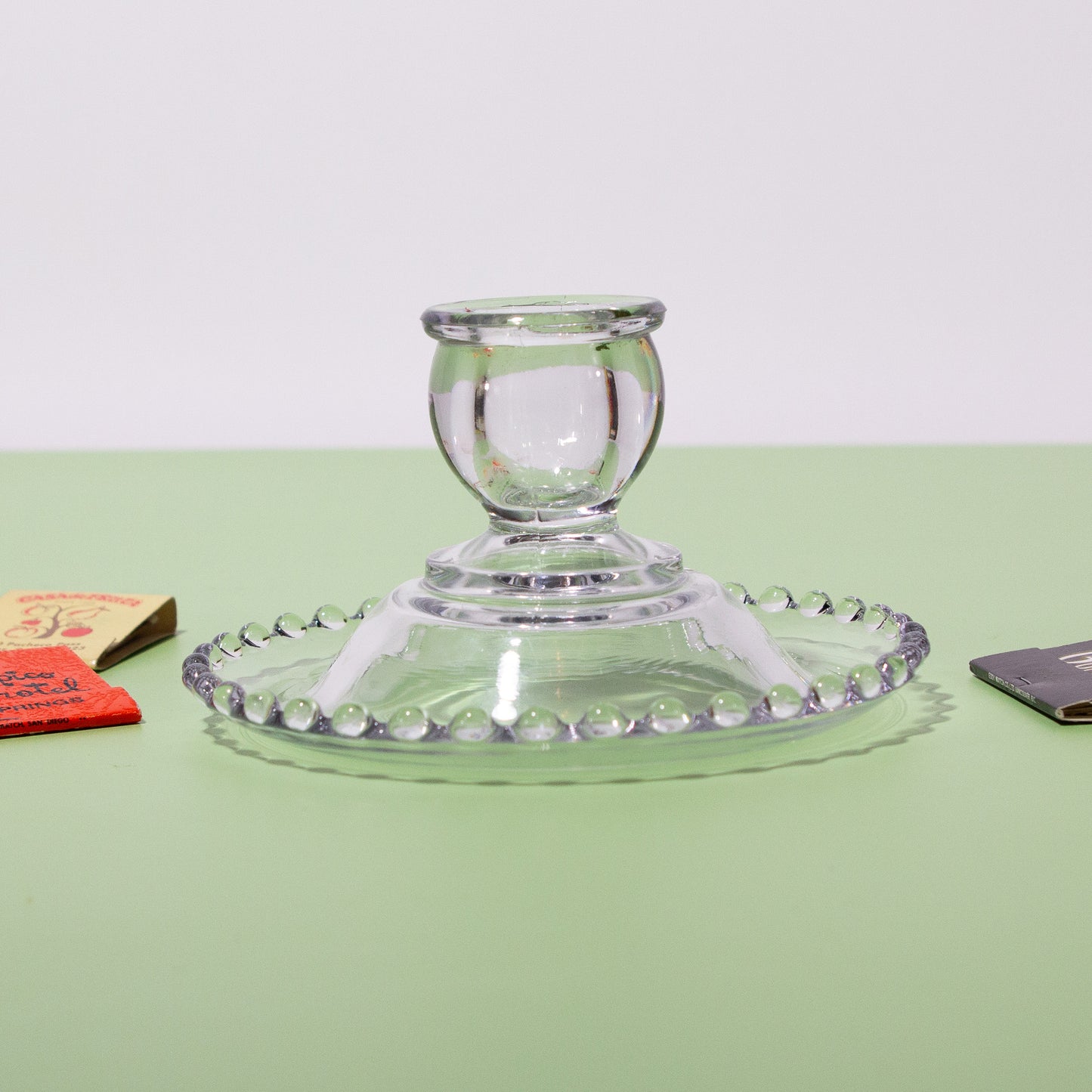 Vintage Candlewick Glass Bubble Candle Holder, 1970s