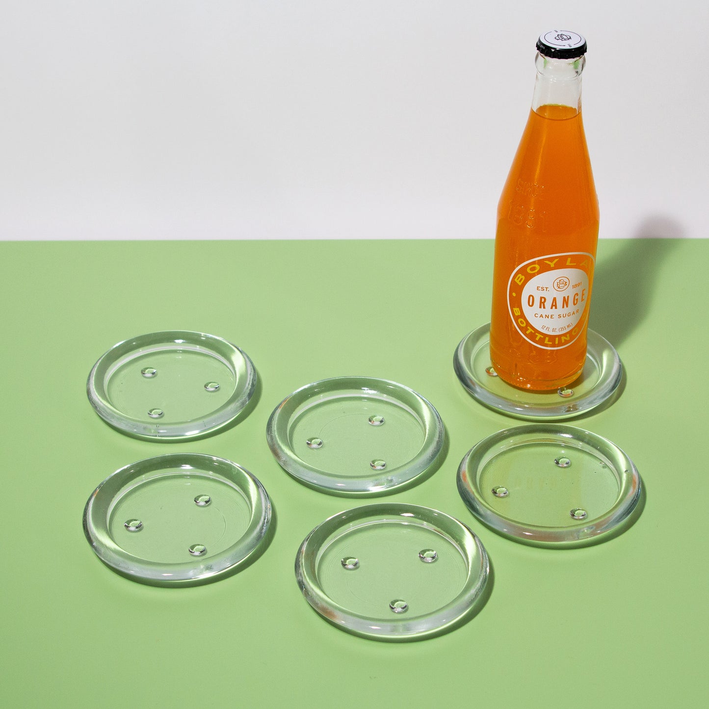 Vintage Classic Clear Glass Coasters, Set of 6, 1970s