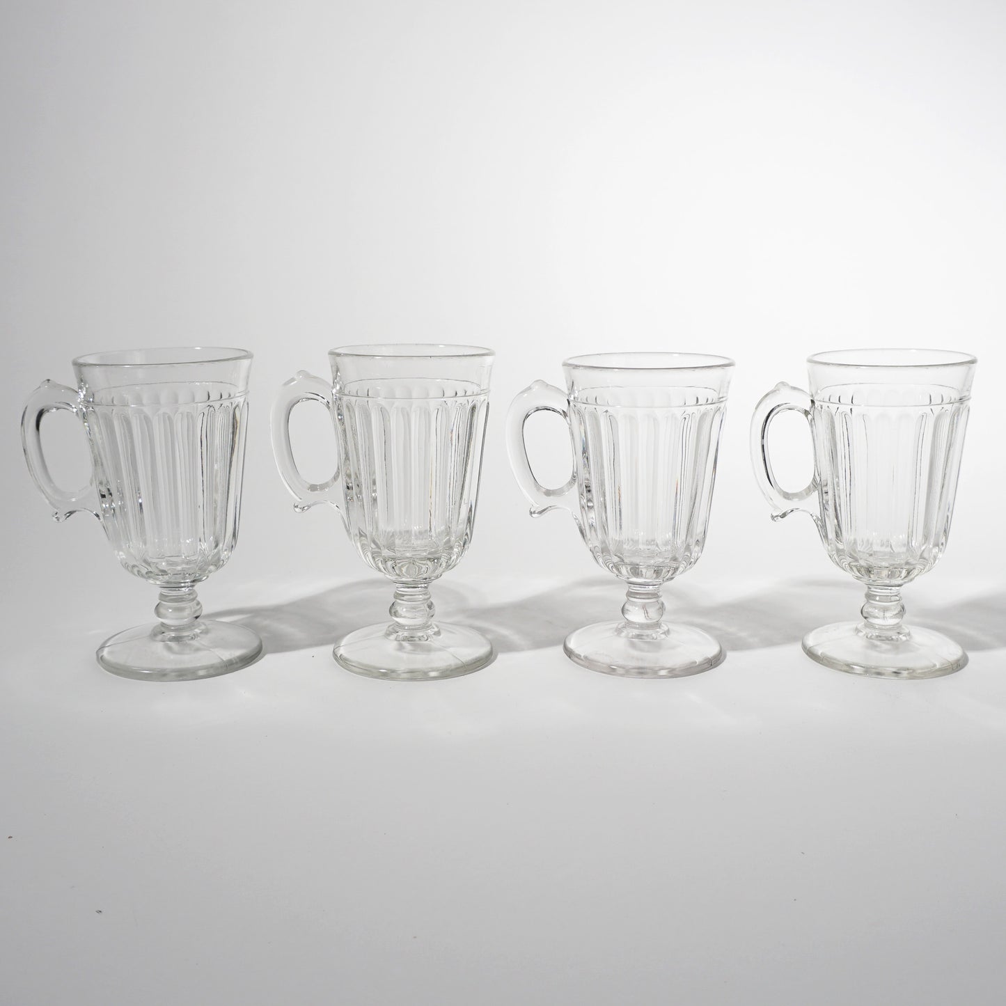 Vintage Clear Irish Coffee Mugs, 1960s Mid-century