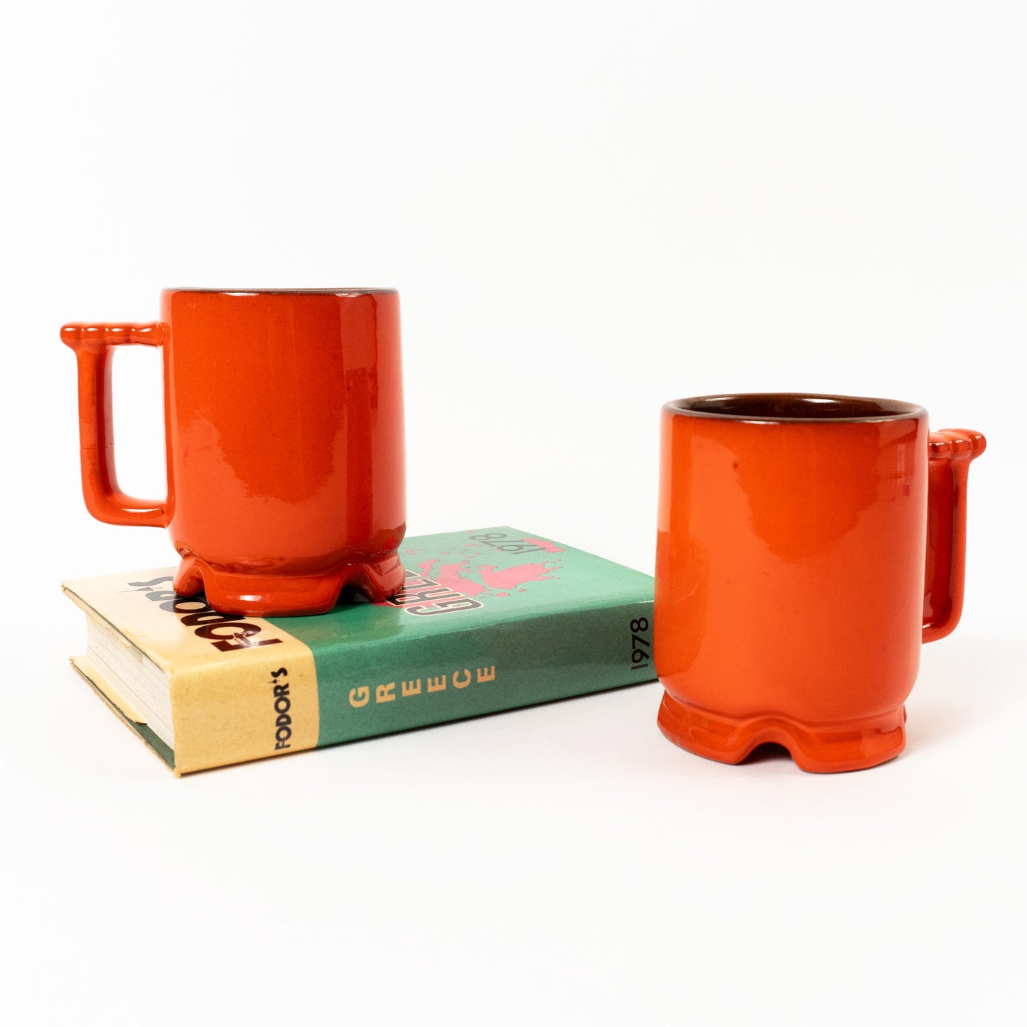 Vintage "Flame" Frankoma Footed Mugs, 1960s
