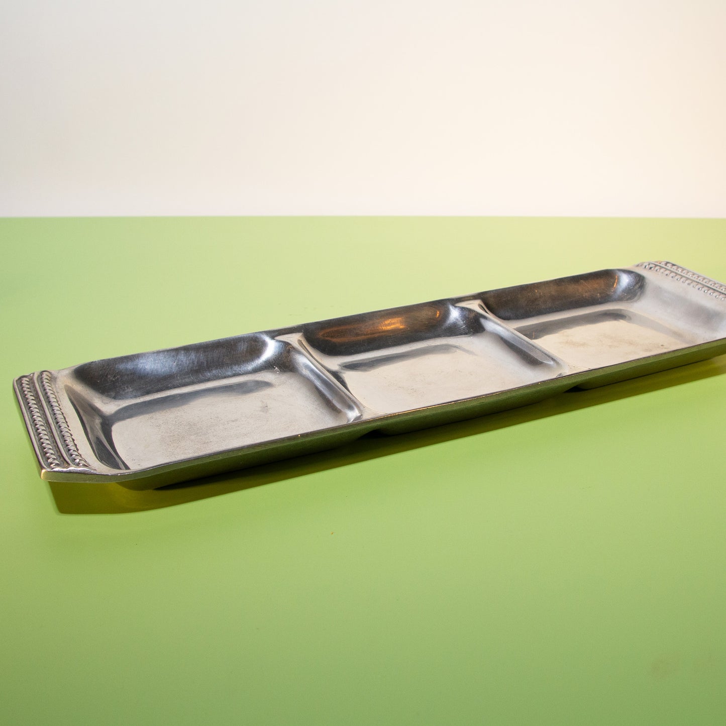 Vintage Silver Three Section Tray, 1970s