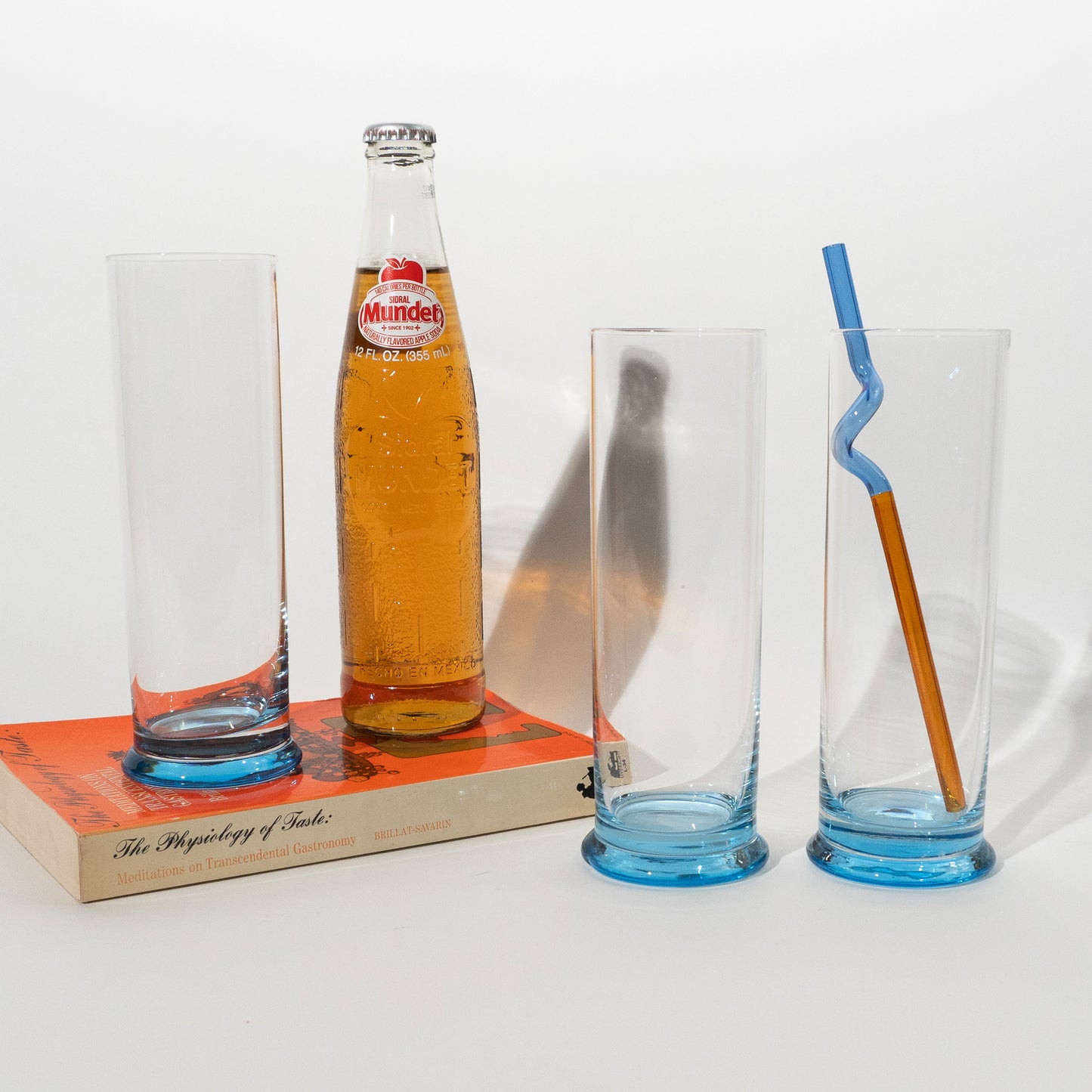 Vintage Blue Glass Highballs, 1970s