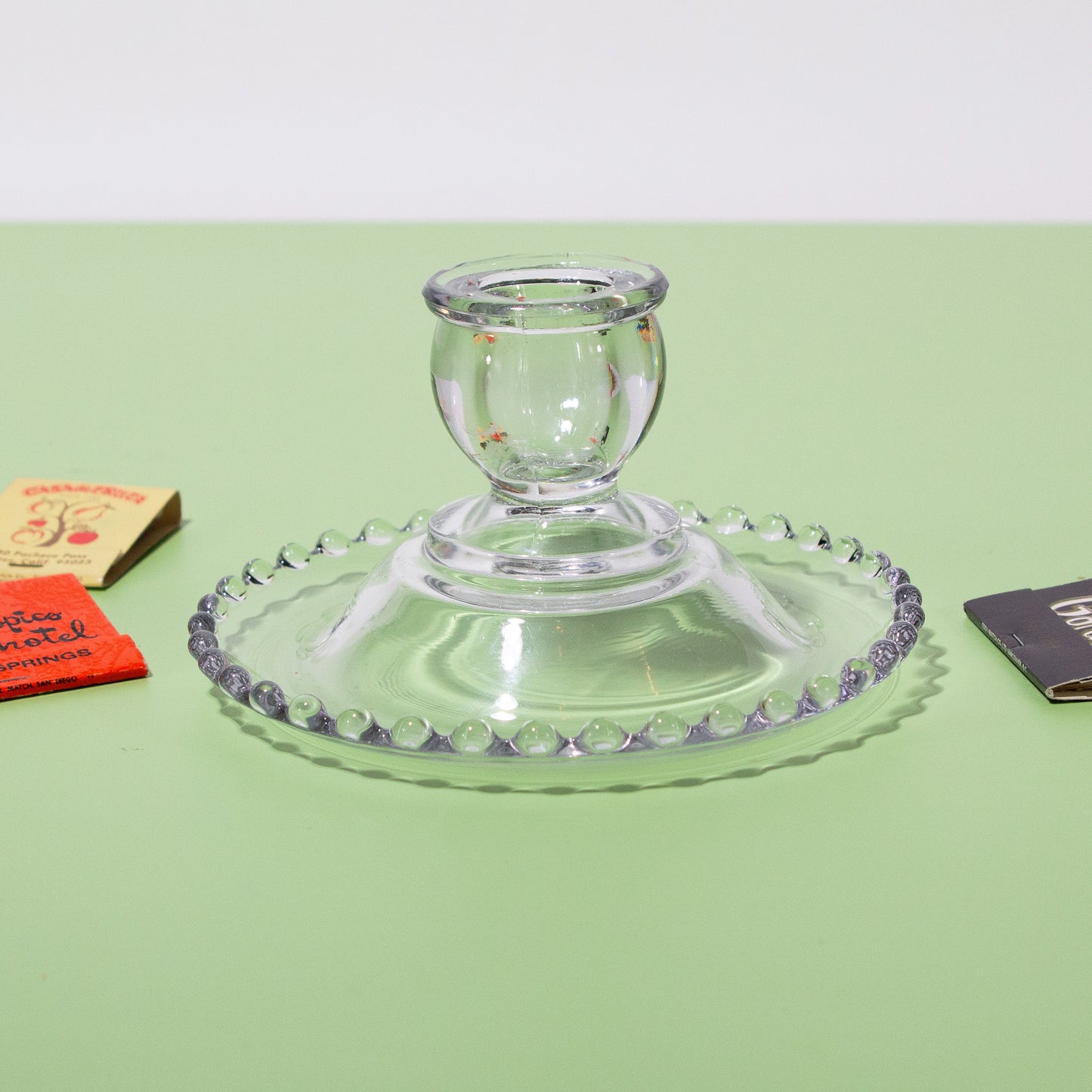 Vintage Candlewick Glass Bubble Candle Holder, 1970s