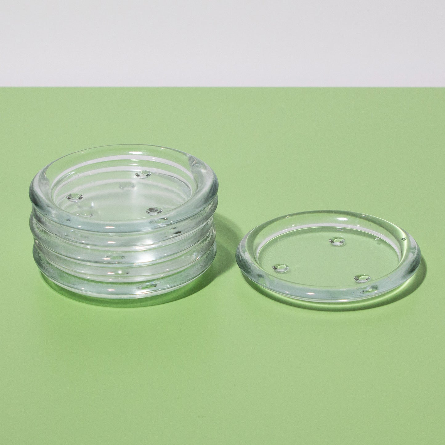 Vintage Classic Clear Glass Coasters, Set of 6, 1970s