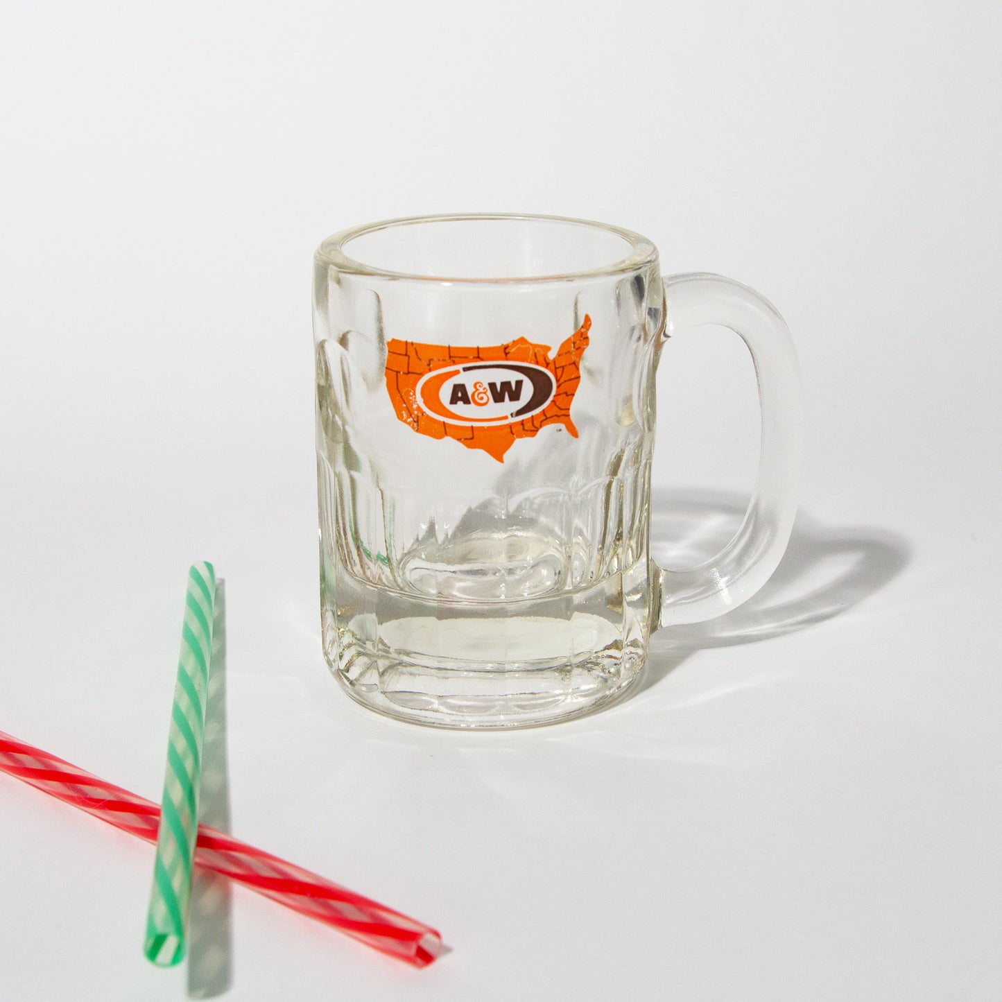 Vintage Clear Glass A&W Mug, 1980s