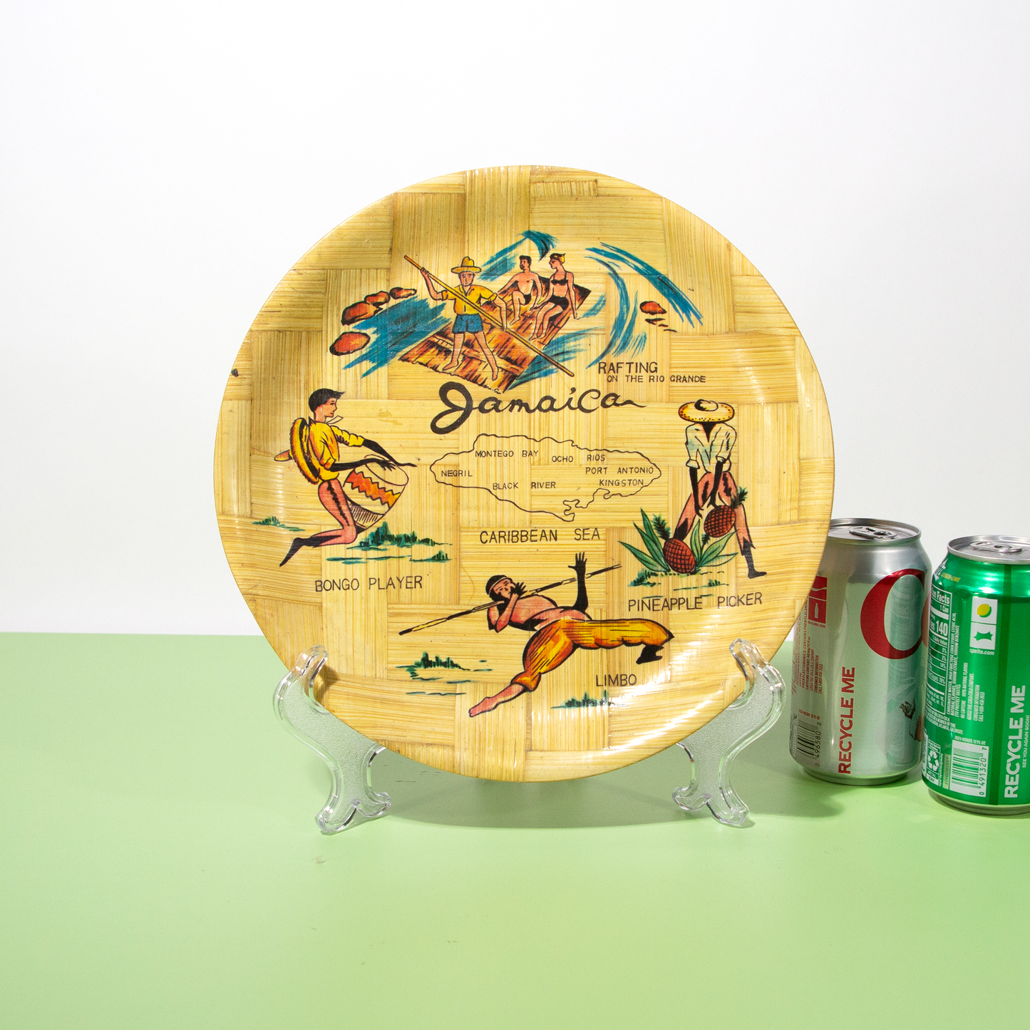 Vintage Jamaica Bamboo Plate, 1970s