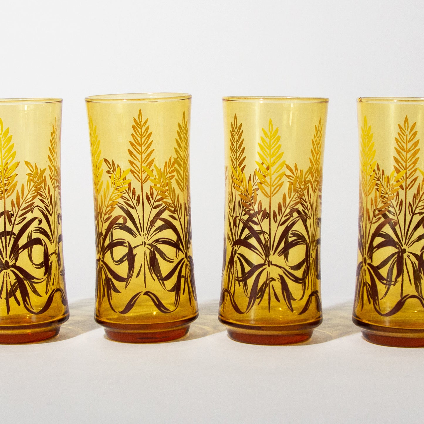 Vintage Amber Wheat Tumblers, 1970s