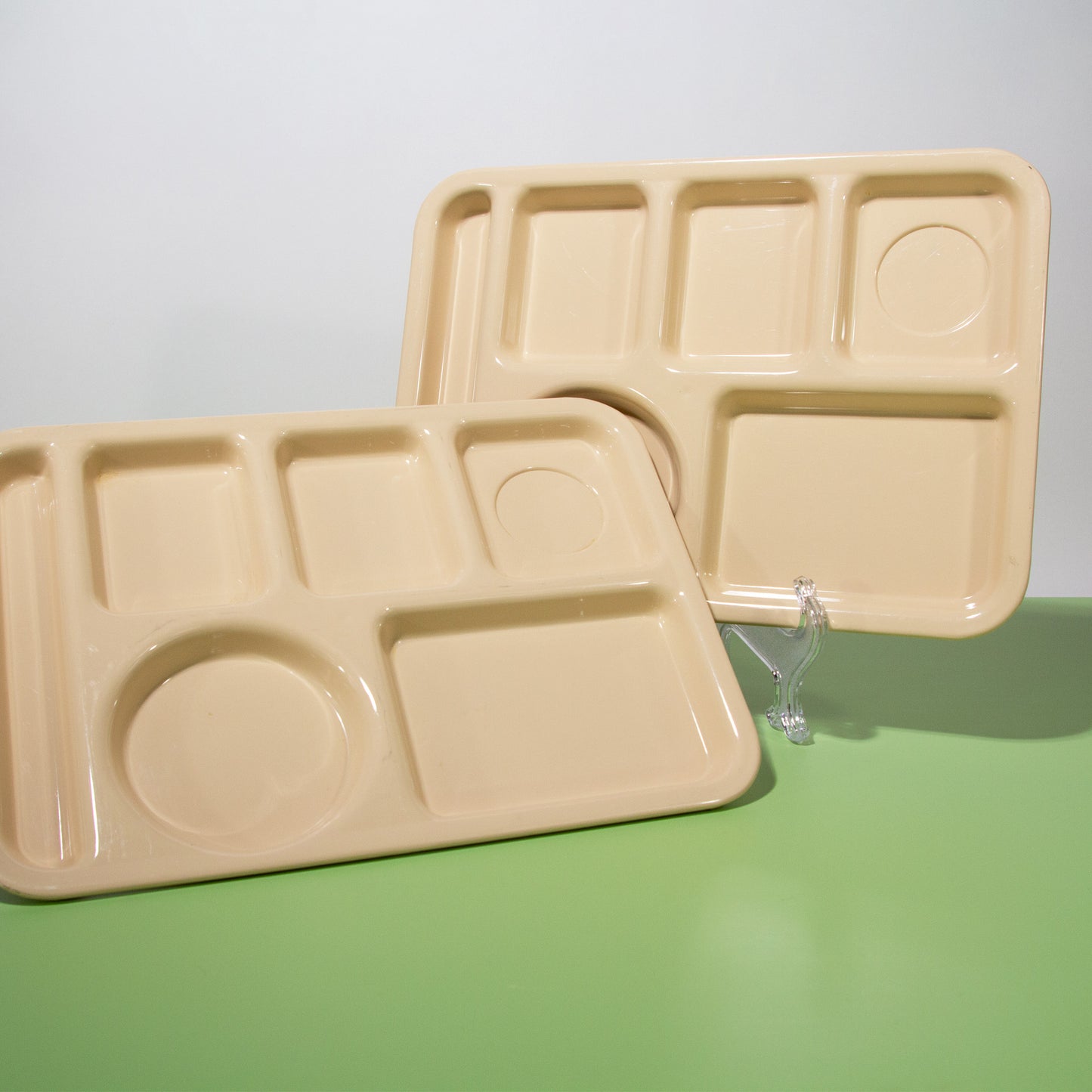 Vintage Beige Melamine Lunch Trays, 1970s
