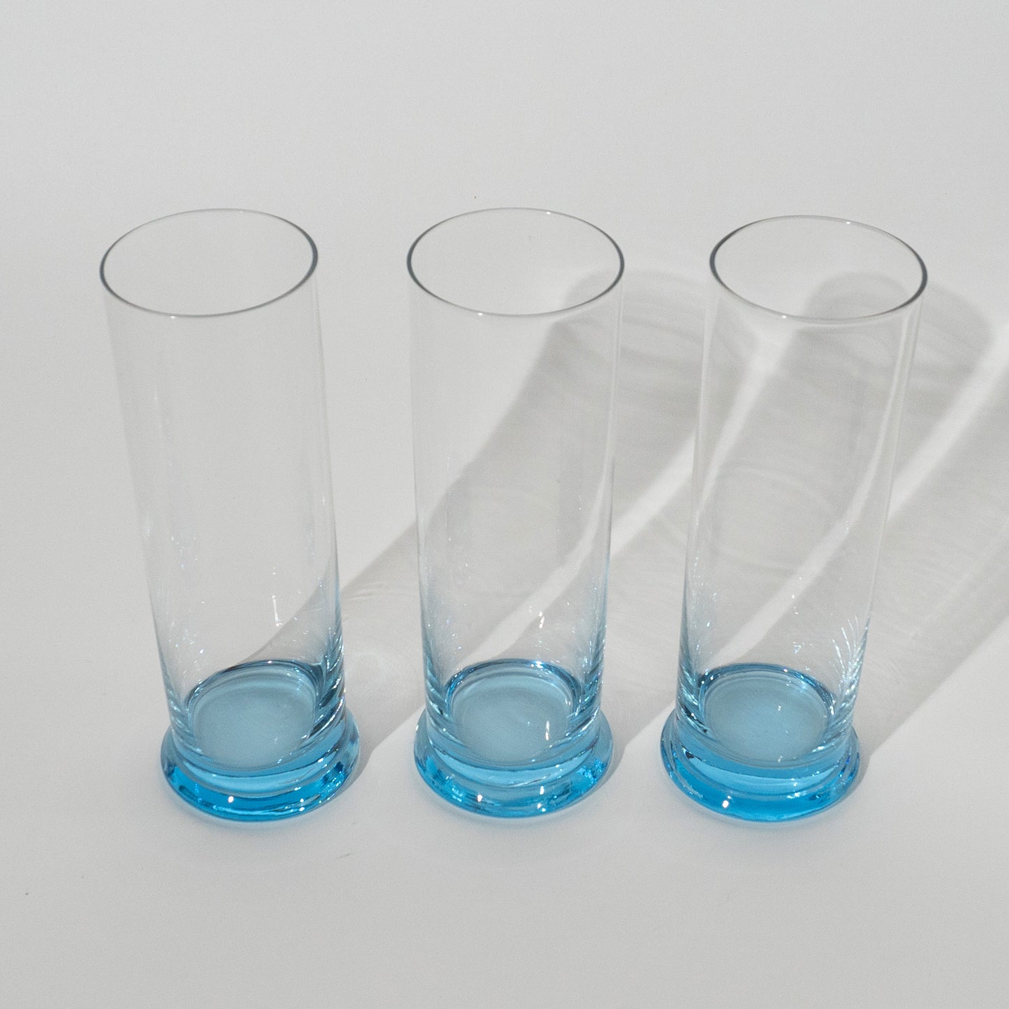 Vintage Blue Glass Highballs, 1970s