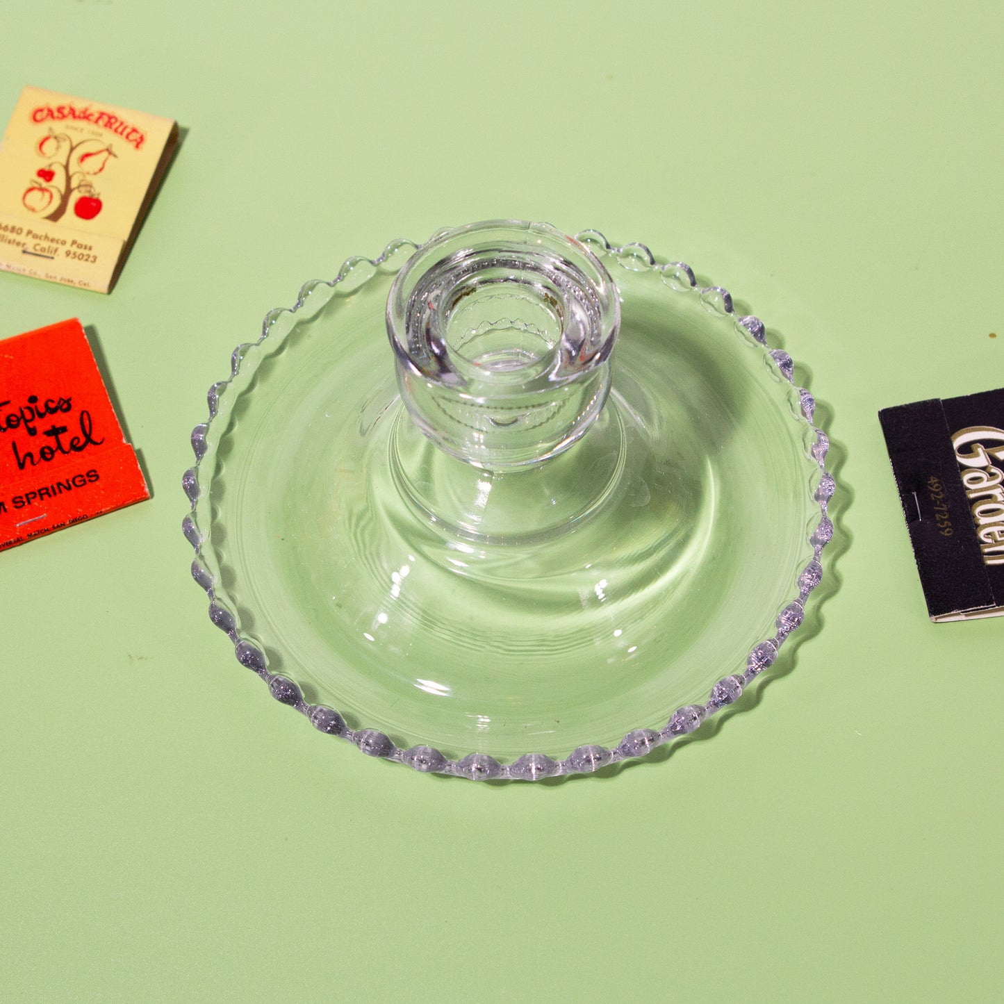 Vintage Candlewick Glass Bubble Candle Holder, 1970s