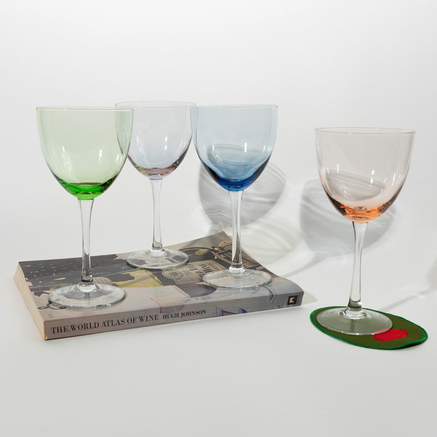 Vintage Multi-colored Wine Glasses, Set of 4