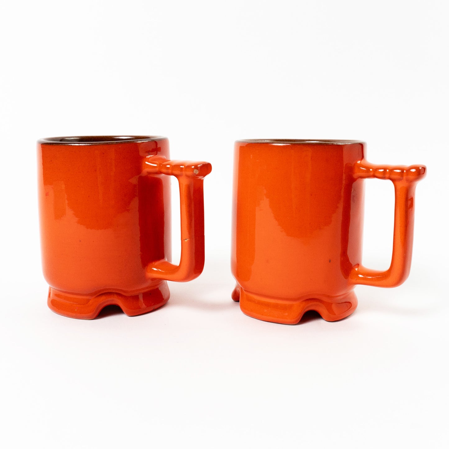 Vintage "Flame" Frankoma Footed Mugs, 1960s