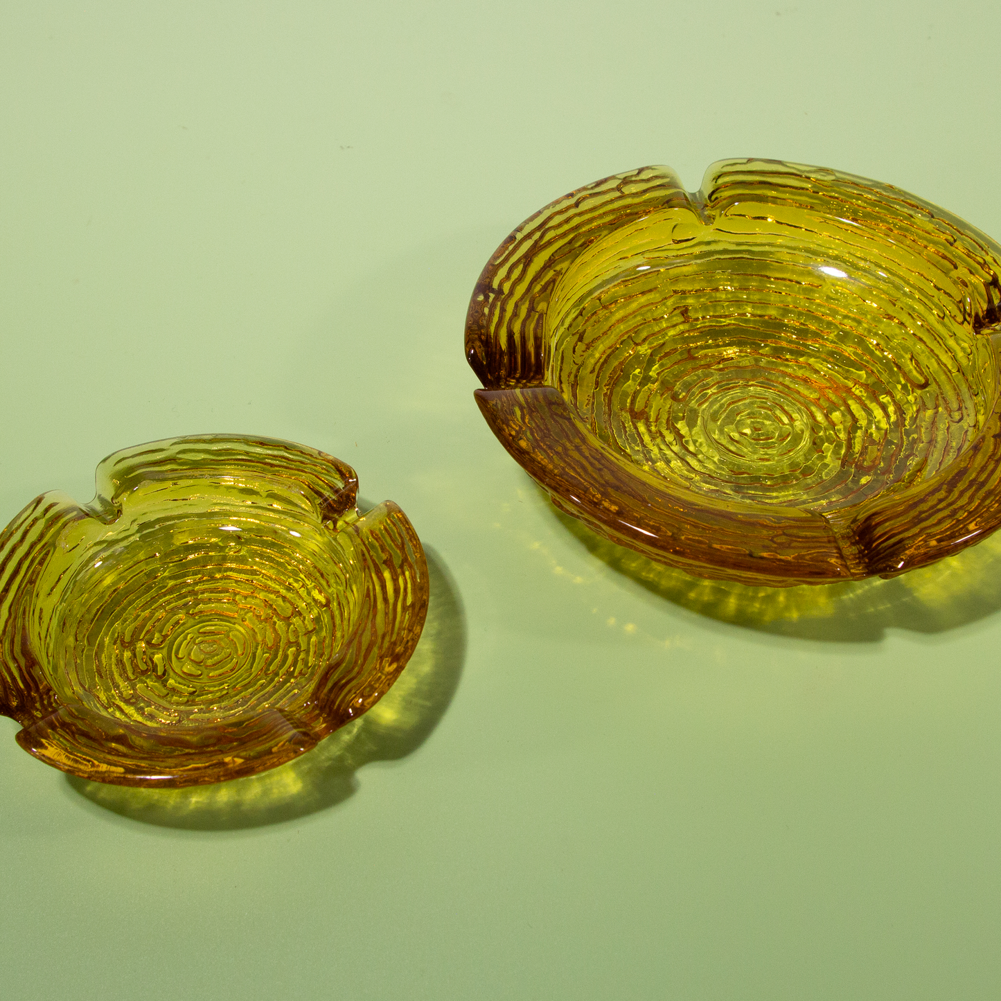 Vintage Amber Glass Ashtray Set of 2, 1970s