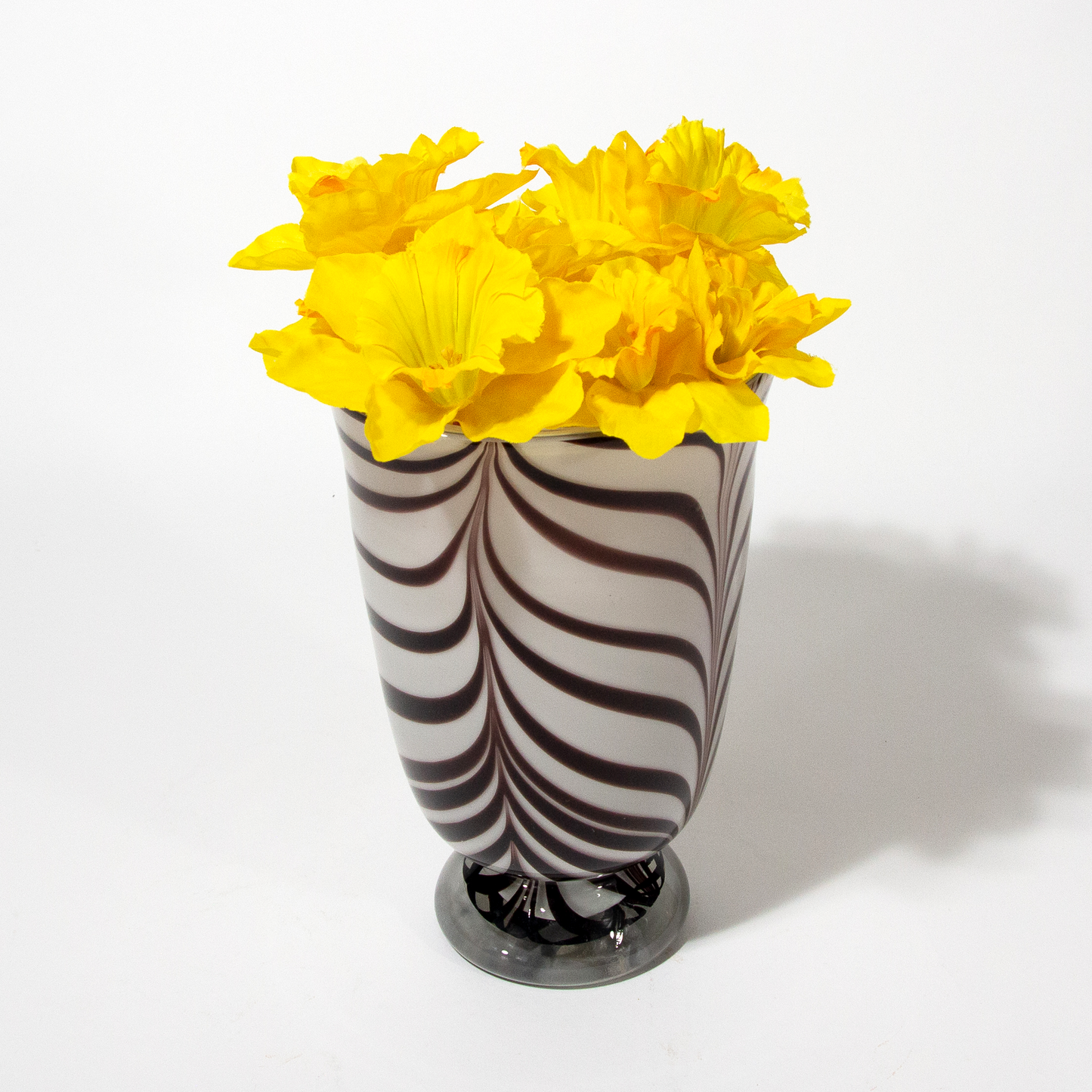 Vintage Murano Glass Zebra Stripe Vase, 1970s