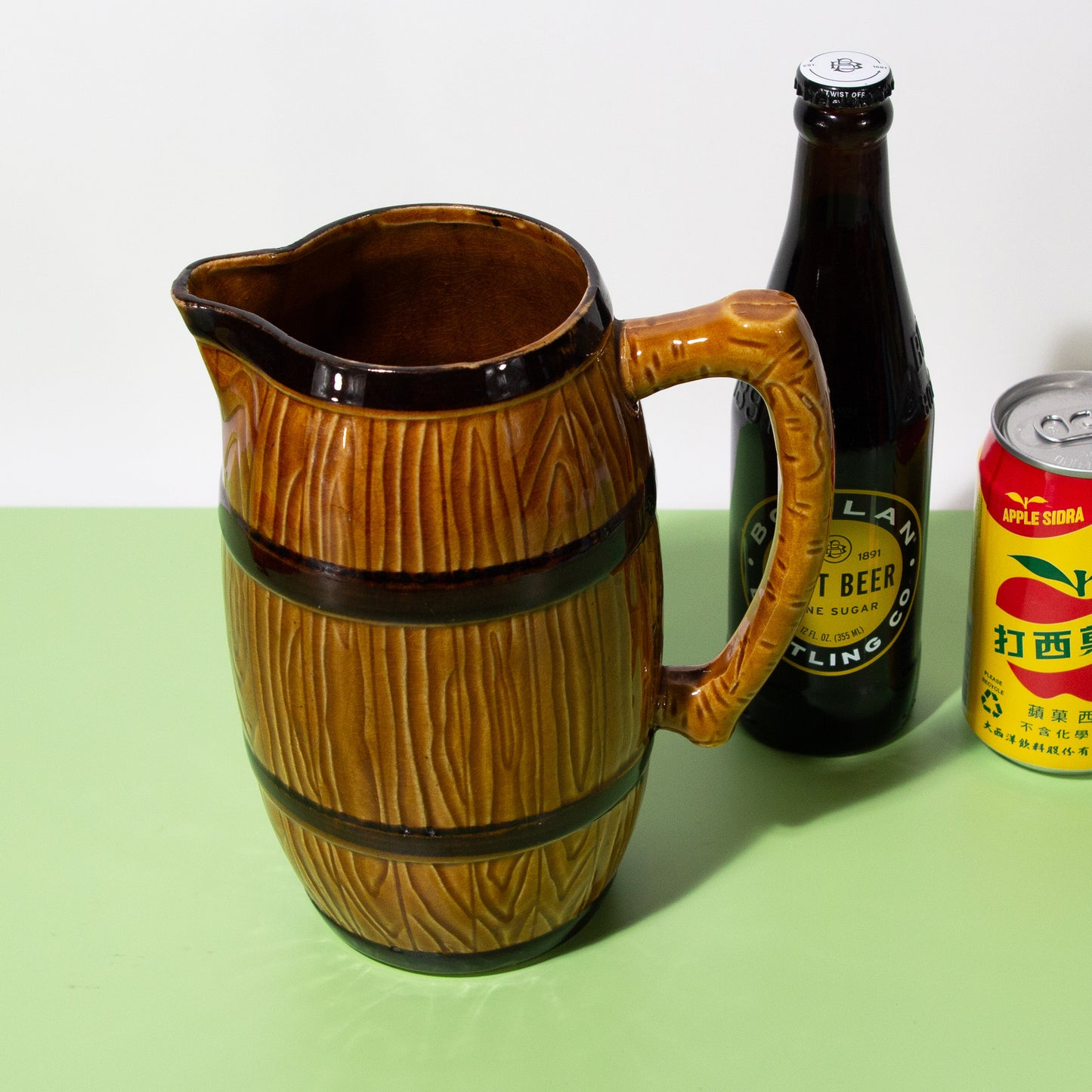 Vintage Japanese Ceramic Barrel Pitcher, 1960s