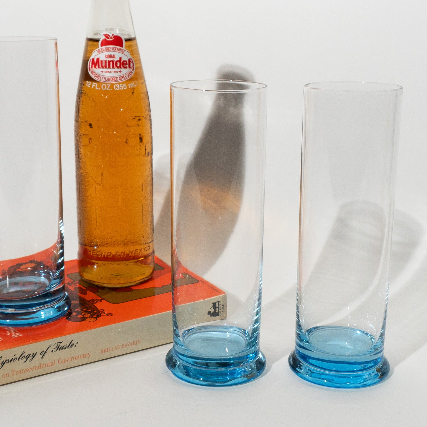 Vintage Blue Glass Highballs, 1970s