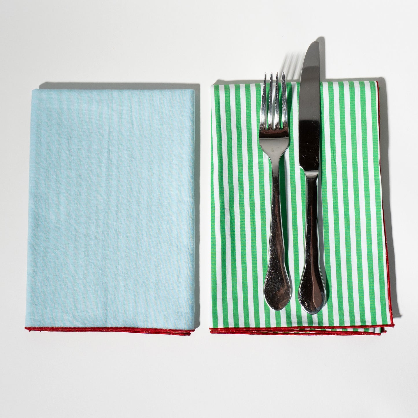 The Green Striped & Baby Blue Napkins