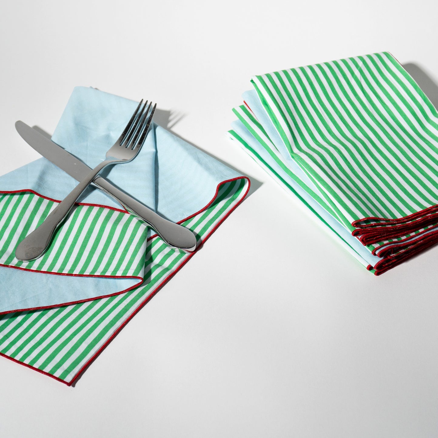 The Green Striped & Baby Blue Napkins
