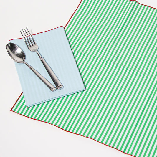 The Green Striped & Baby Blue Napkins
