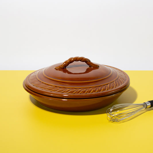 Brown Ceramic Pie Dish with Lid