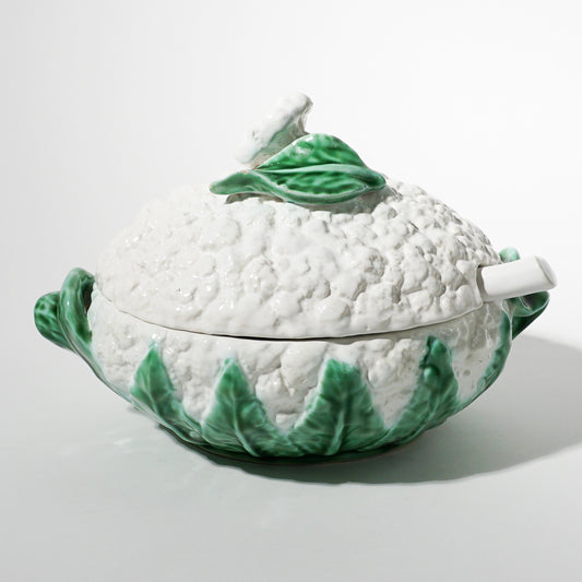 Vintage Ceramic Cauliflower Tureen with Lid & Ladle, Mid-century Modern