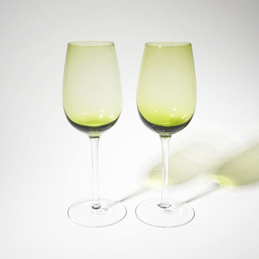 Long Stem Green Wine Glasses
