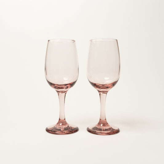 Vintage Tinted Pink Wine Glasses, 1980s