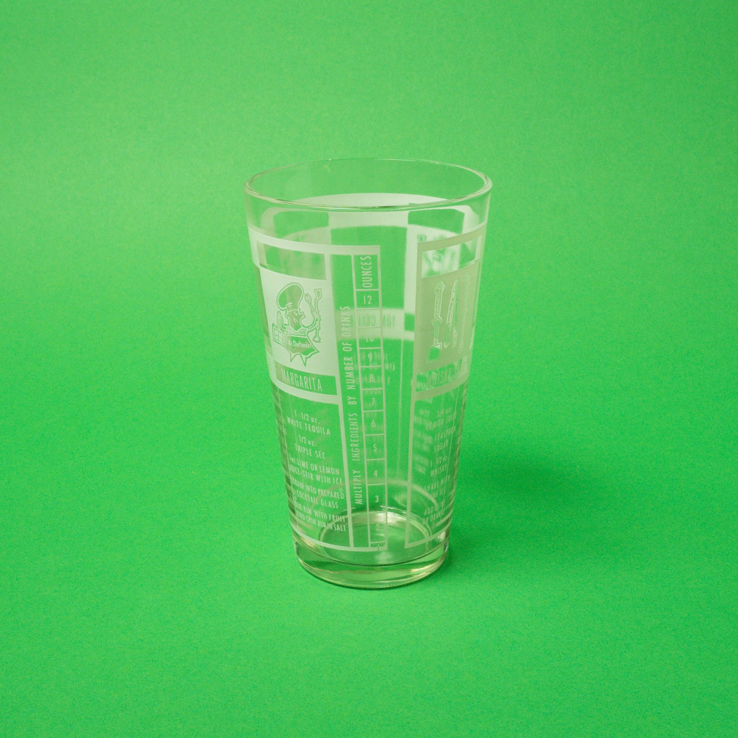 Vintage Mid-century Cocktail Recipe Mixing Glass, 1960s