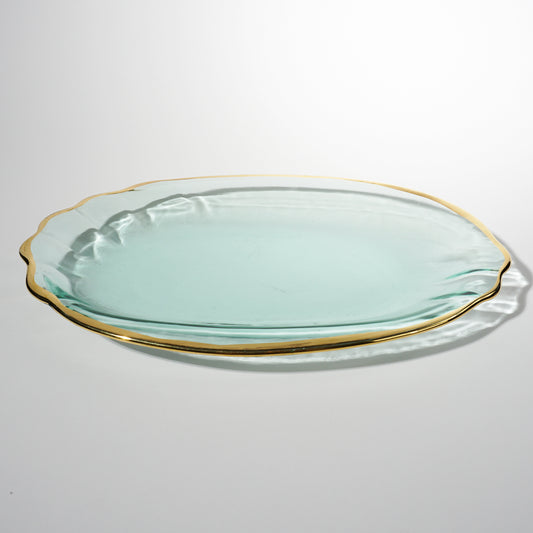 Gold Rimmed Glass Serving Tray