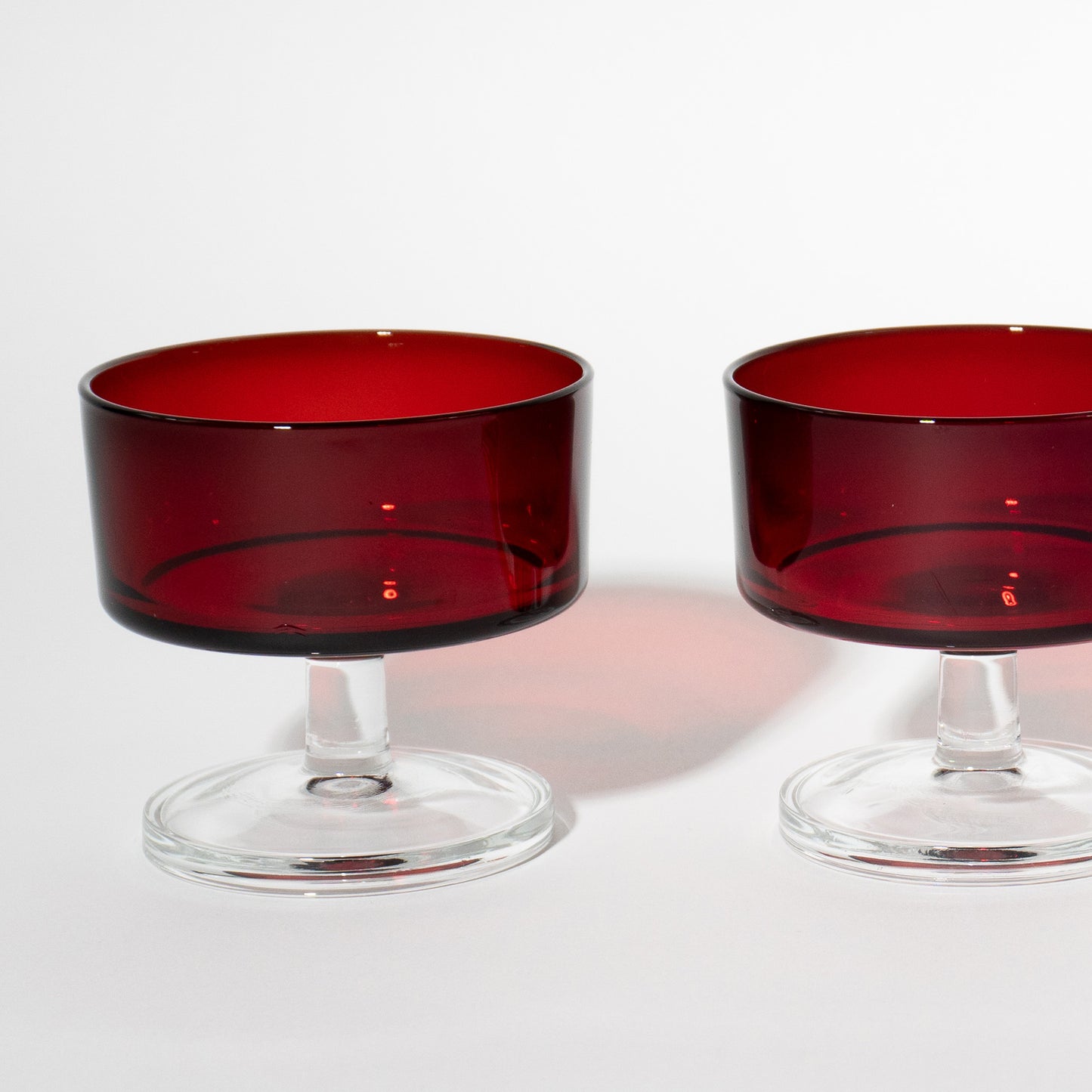 vintage 1970s red luminarc coupe stemmed glass