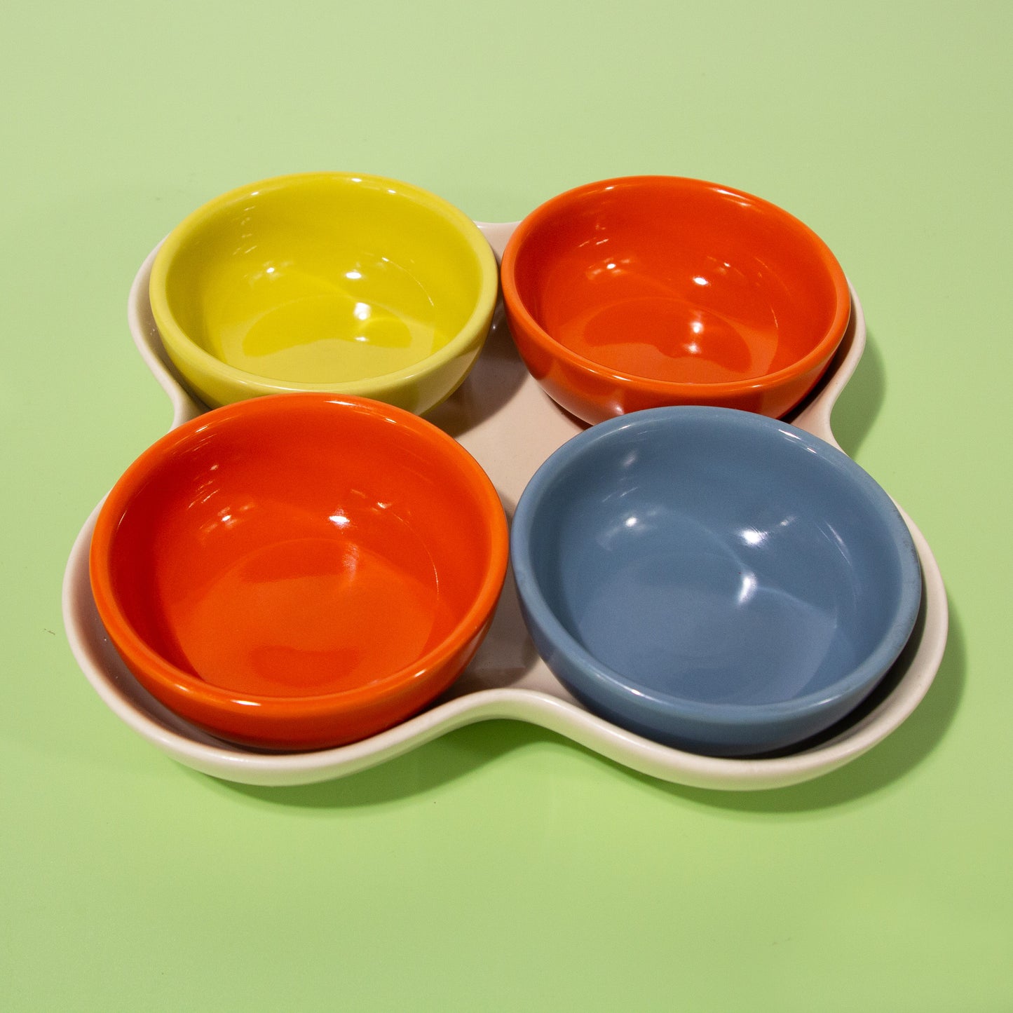 Vintage Ceramic Snack Tray with Bowl Inserts, Mid-century 1970s