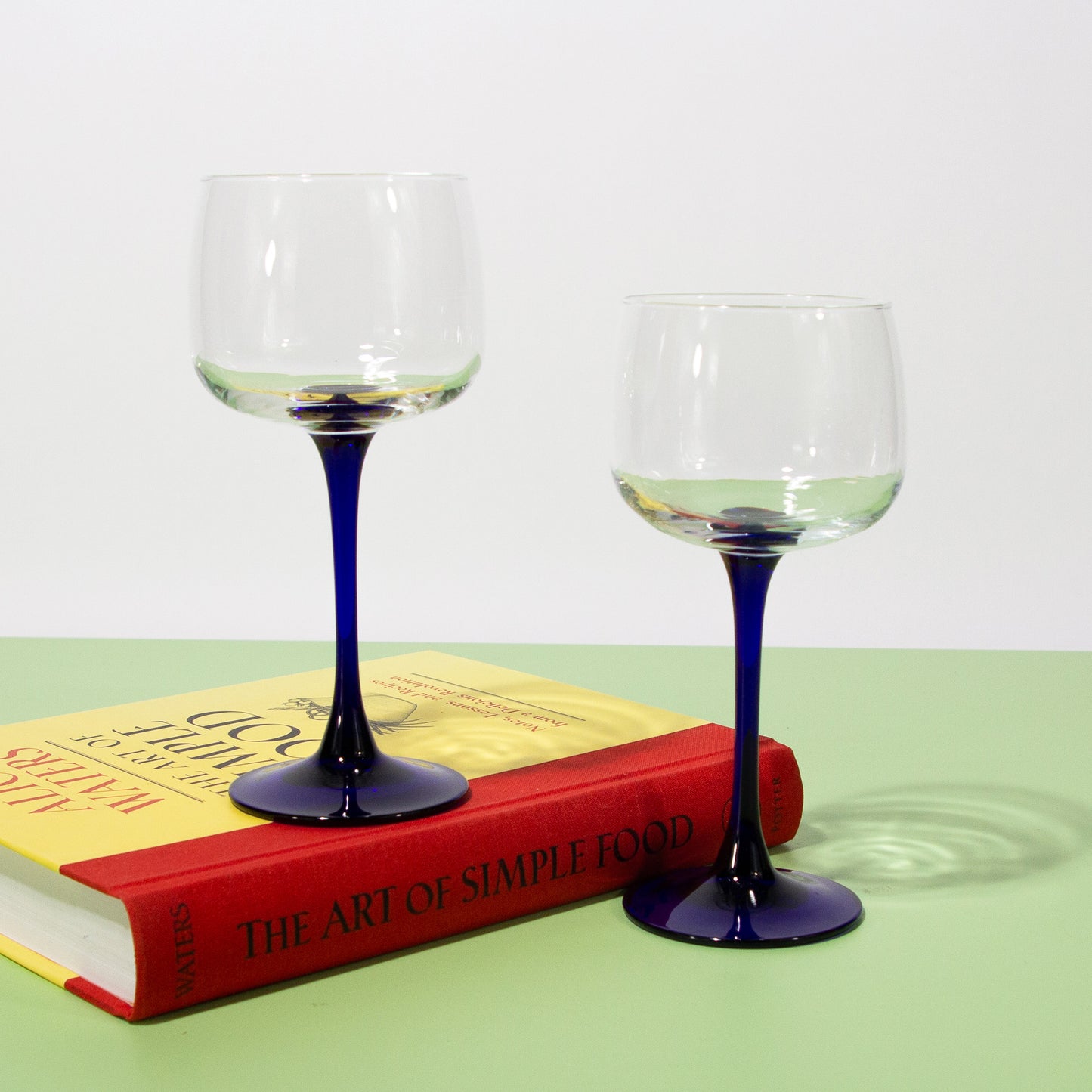 Vintage French Blue Stem Wine Glasses, 1980s