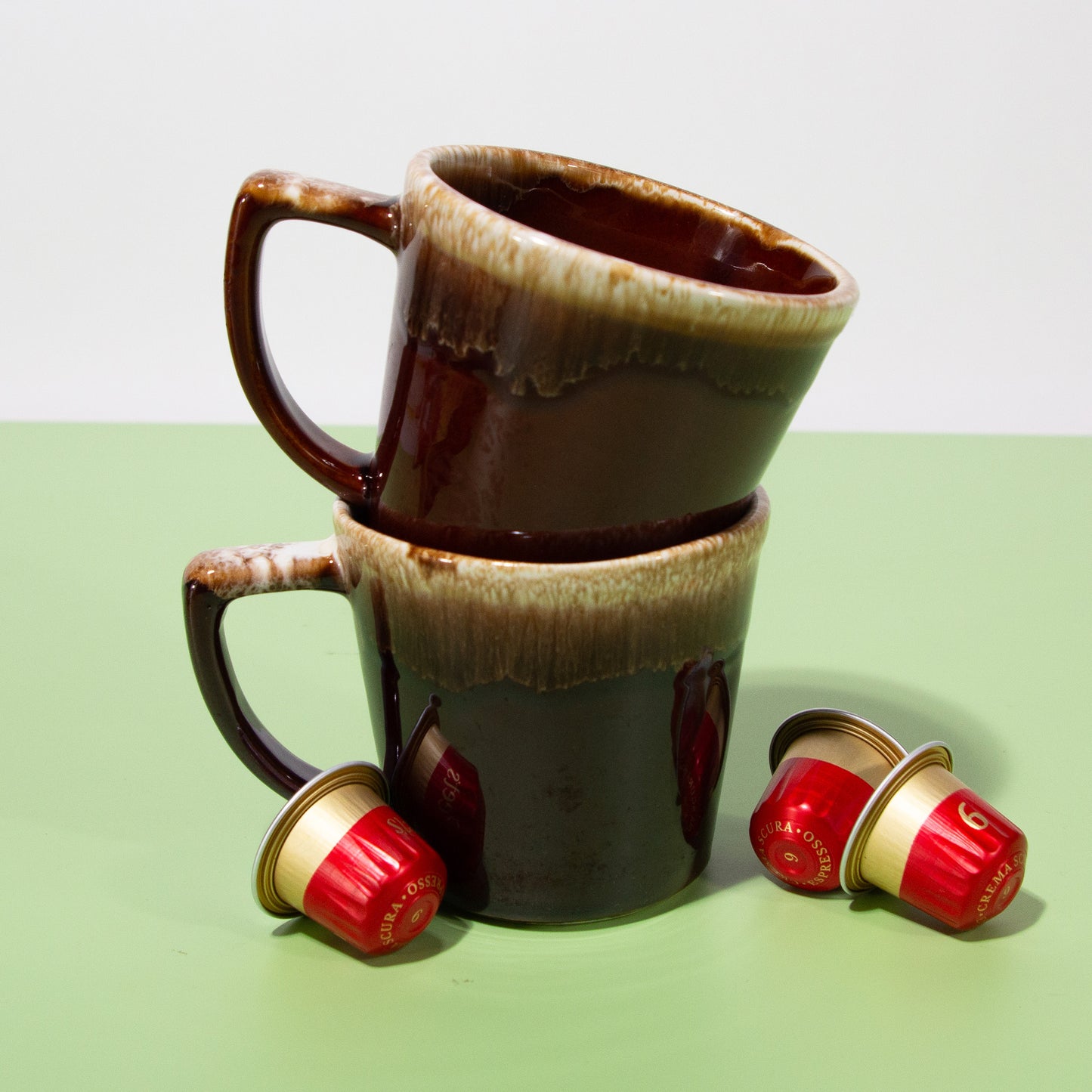 Vintage Brown Mug with Rim Glaze, 1970s