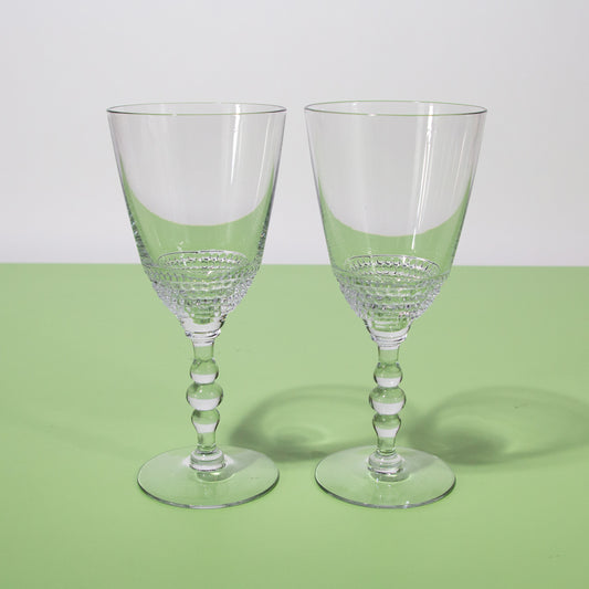 Vintage Bubble Stem Crystal Wine Goblets, 1980s