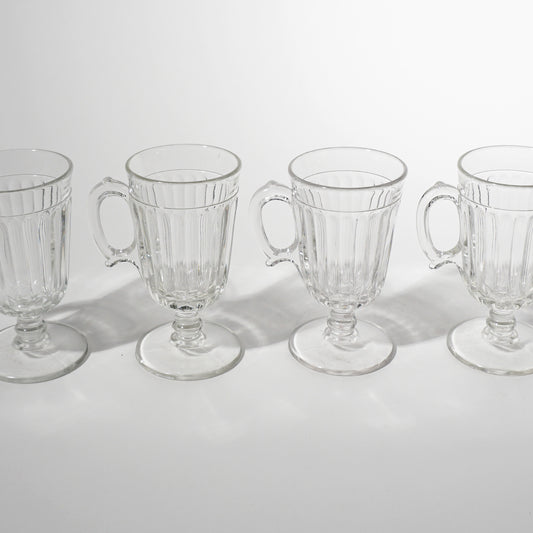 Vintage Clear Irish Coffee Mugs, 1960s Mid-century