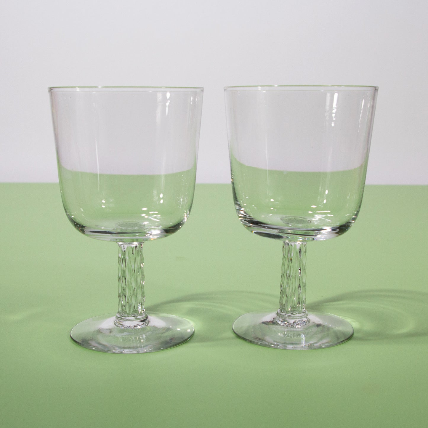 Vintage Ridged Stem Wine Glasses, 1980s