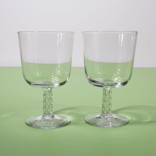 Vintage Ridged Stem Wine Glasses, 1980s
