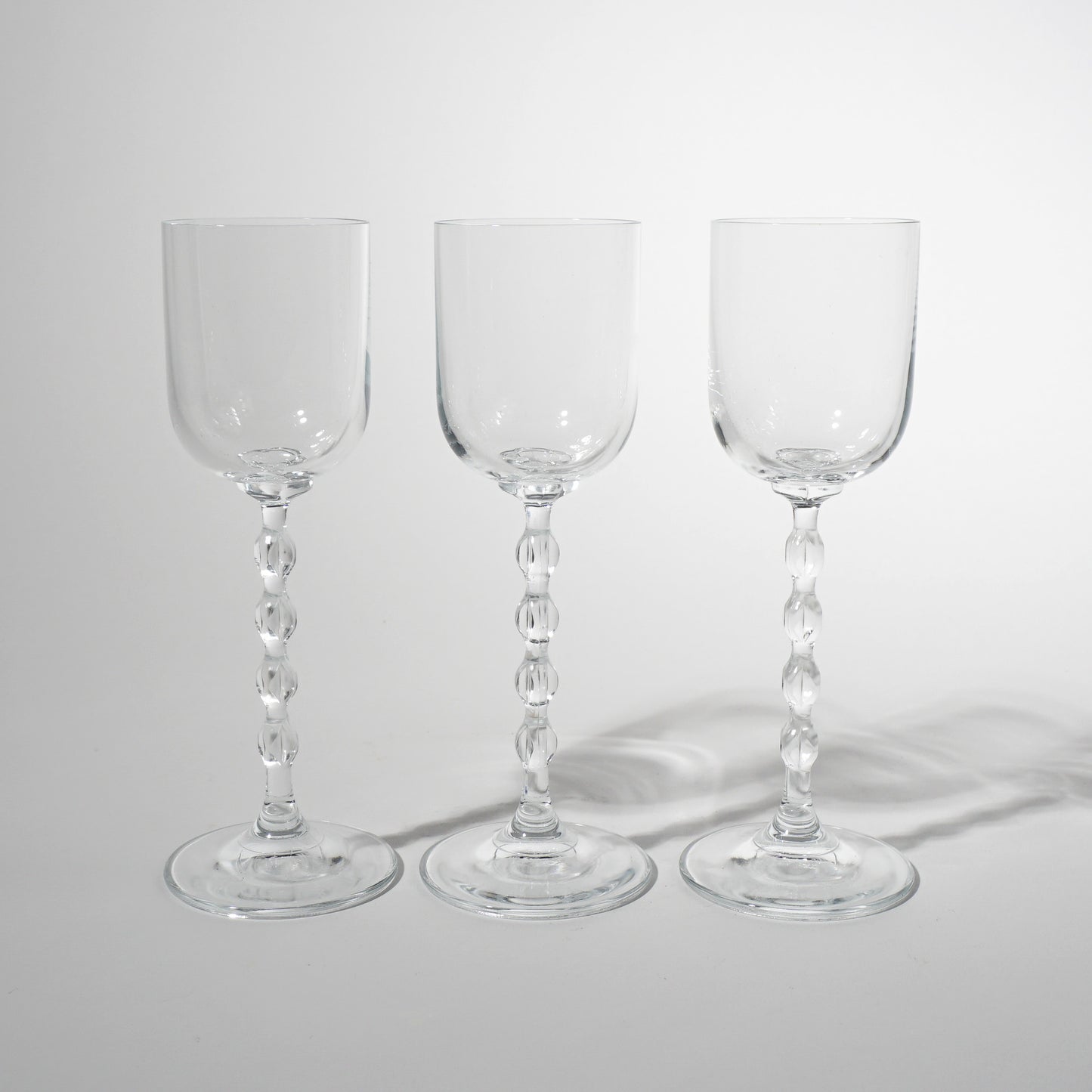 Vintage Clear Cordials with Tall Bubble Stem, 1960s Mid-century