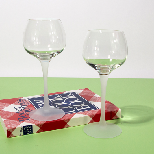 Vintage Frosted Stem Wine Glass, 1980s