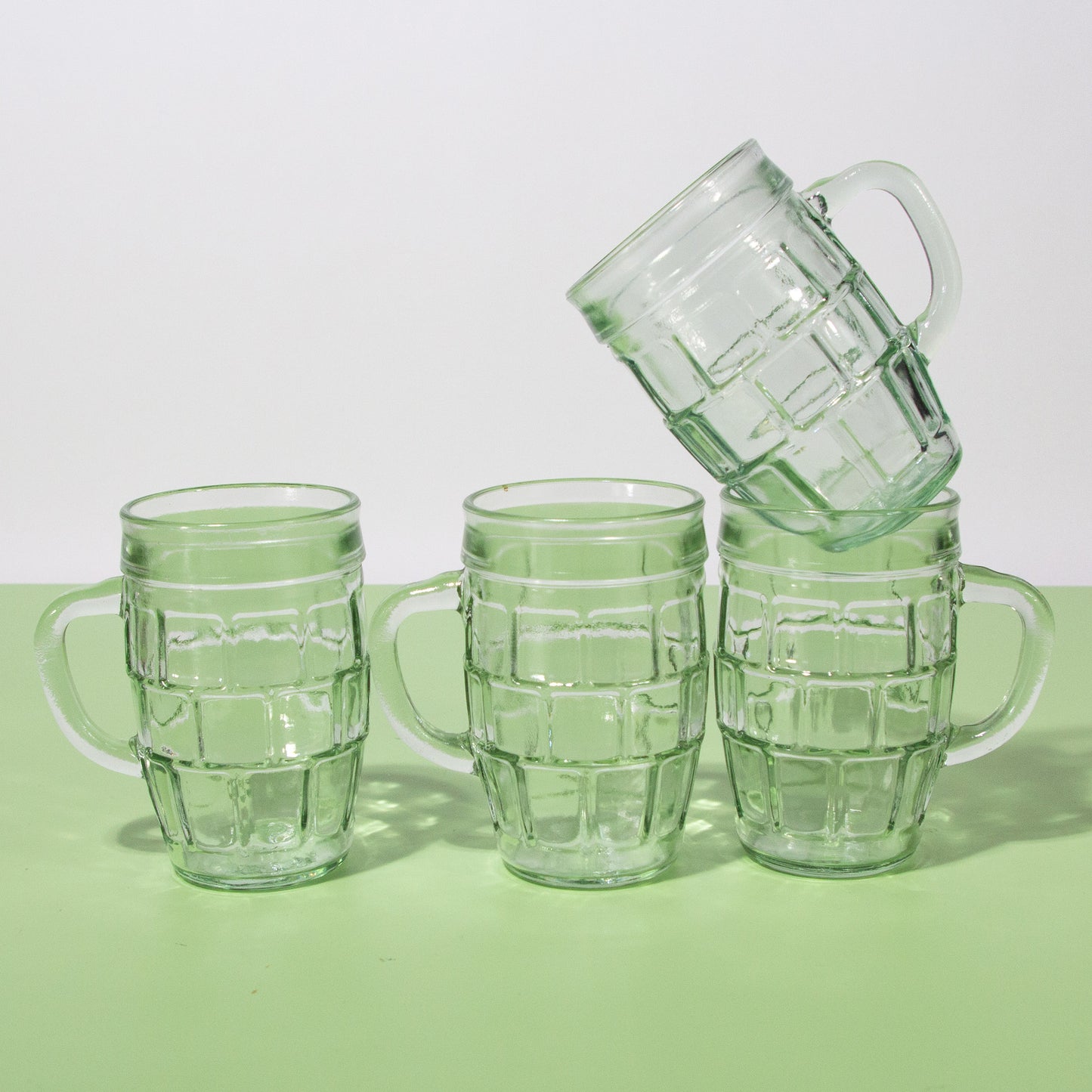 Vintage Glass German Barrel Mugs, 1970s