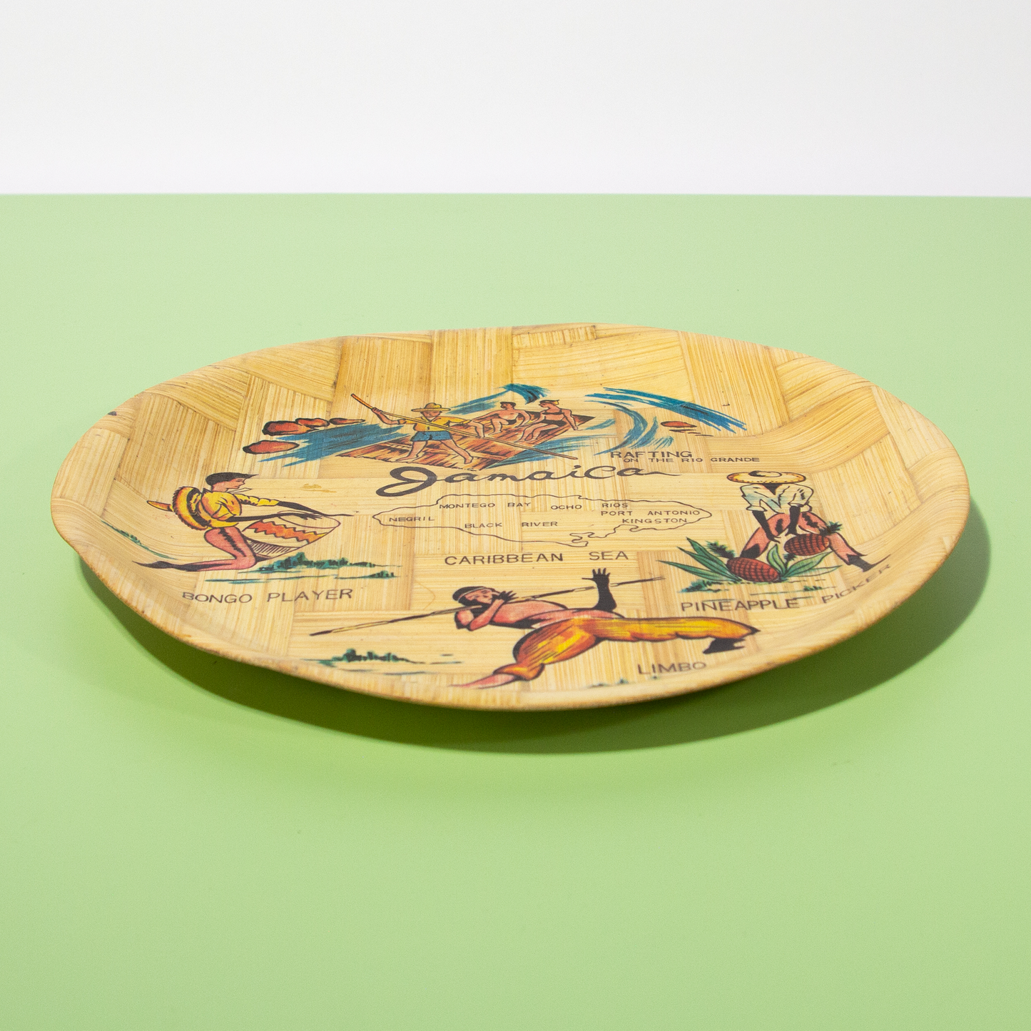 Vintage Jamaica Bamboo Plate, 1970s